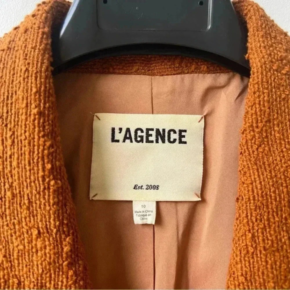 L'agence Kenzie Double-Breasted Tweed Blazer - Dark Caramel - Size 10 - Picture 7 of 14